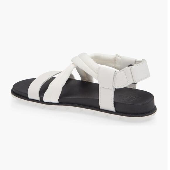 Sorel Roaming Women Flat Sandal Sz 9.5 White Fabric/Leather Adjustable Strap New - Picture 3 of 8